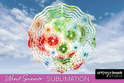Christmas Tie Dye Wind Spinner PNG - Glitter Background Sublimation OrangeBrushStudio 