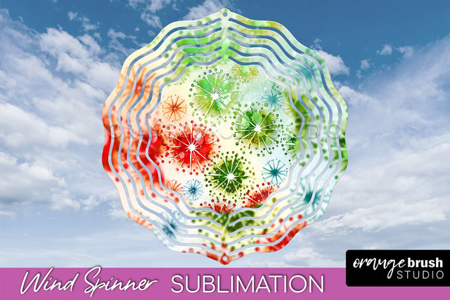 Christmas Tie Dye Wind Spinner PNG - Glitter Background Sublimation OrangeBrushStudio 