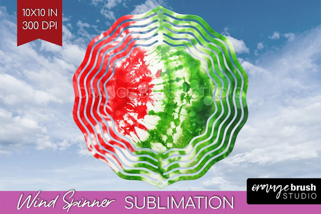 Christmas Tie Dye Wind Spinner PNG - Glitter Background Sublimation OrangeBrushStudio 