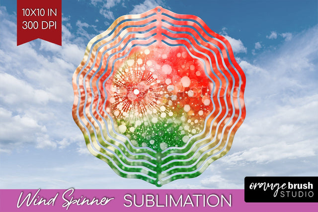 Christmas Tie Dye Wind Spinner PNG - Glitter Background Sublimation OrangeBrushStudio 