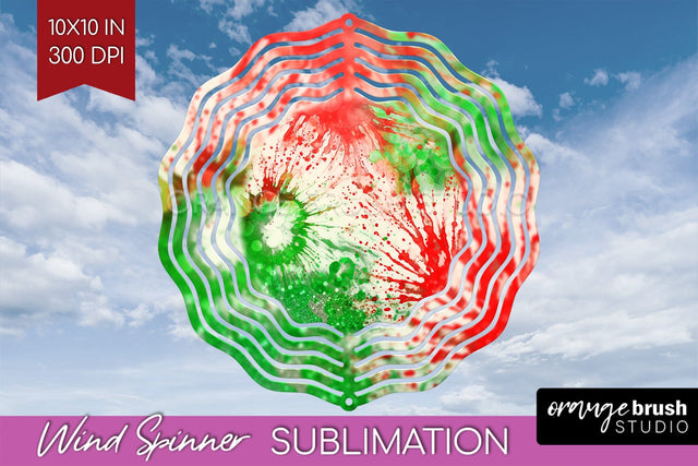 Christmas Tie Dye Wind Spinner PNG - Glitter Background Sublimation OrangeBrushStudio 