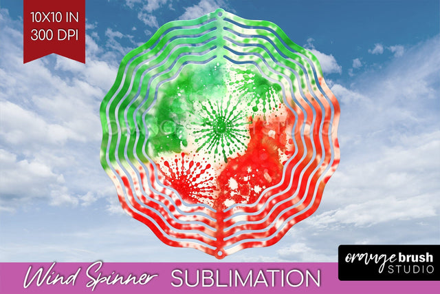 Christmas Tie Dye Wind Spinner PNG - Glitter Background Sublimation OrangeBrushStudio 