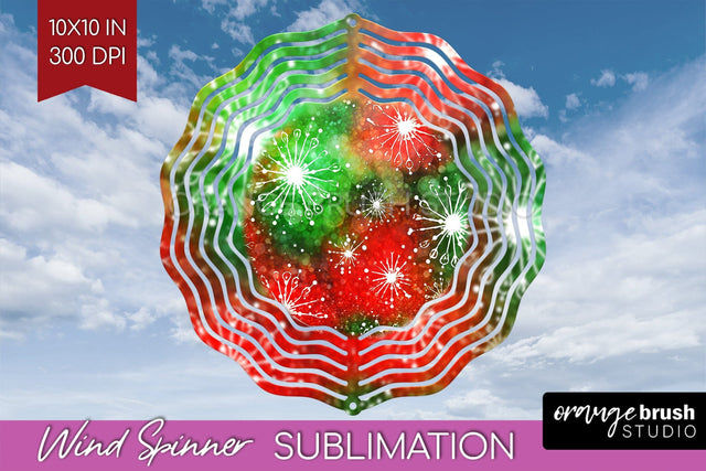 Christmas Tie Dye Wind Spinner PNG - Glitter Background Sublimation OrangeBrushStudio 