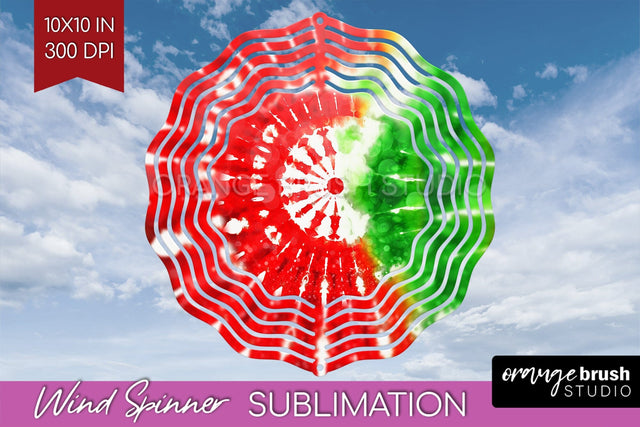 Christmas Tie Dye Wind Spinner PNG - Glitter Background Sublimation OrangeBrushStudio 