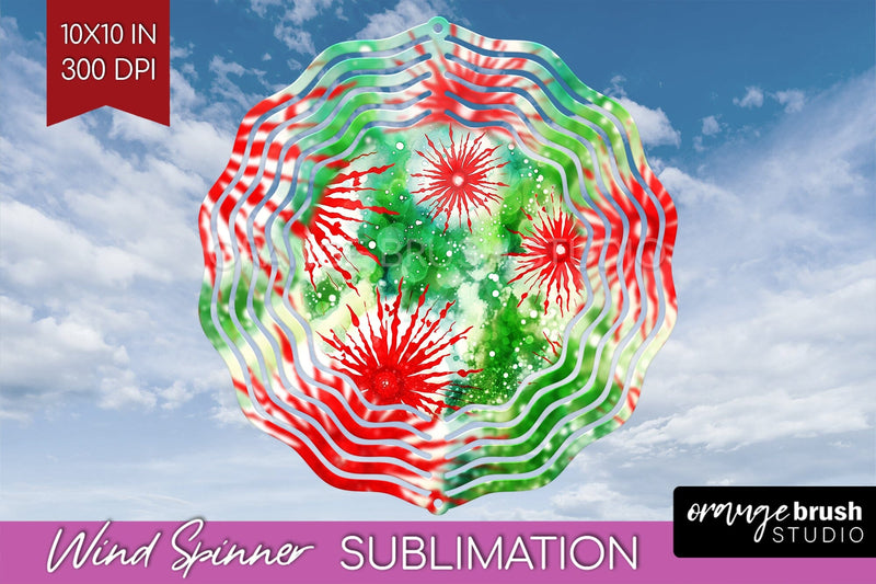 Christmas Tie Dye Wind Spinner PNG - Glitter Background Sublimation OrangeBrushStudio 