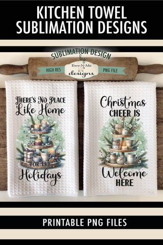 Christmas Tiered Trays Kitchen Towel Sublimation PNG Files Sublimation Ewe-N-Me Designs 