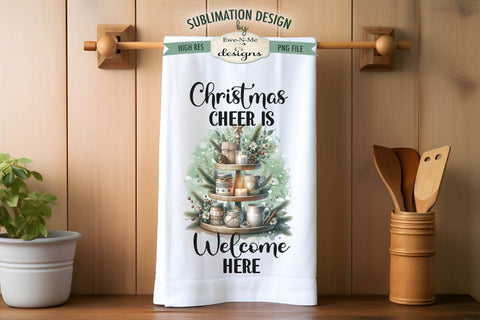 Christmas Tiered Trays Kitchen Towel Sublimation PNG Files Sublimation Ewe-N-Me Designs 