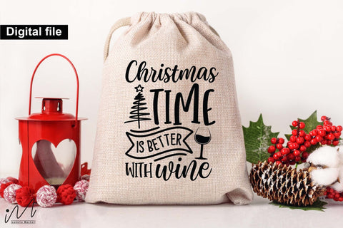 Christmas Time Is Better with Wine SVG – Funny Wine Bag SVG Isabella Machell 