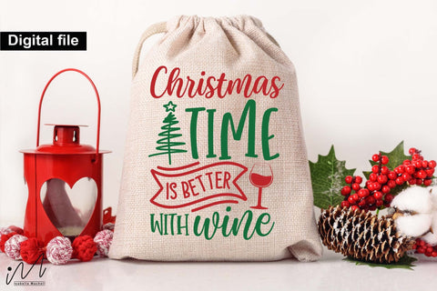 Christmas Time Is Better with Wine SVG – Funny Wine Bag SVG Isabella Machell 