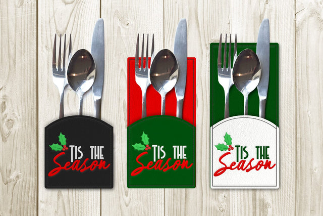 Christmas Tis the Season Silverware Sleeve ITH Applique Embroidery Embroidery/Applique DESIGNS Risa Rocks It 