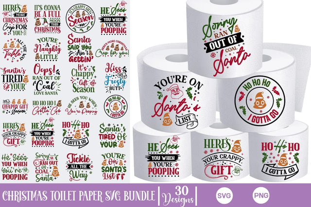 Christmas Toilet Paper Mega Bundle, Toilet Paper SVG Bundle, Christmas Toilet Paper SVG Design, SVGs, Food & Drink, Print & Cut, Quotes and Sayings SVG DesignPlante 503 