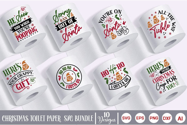 Christmas Toilet Paper SVG Bundle, Christmas Toilet Paper Bundle, SVGs, Food & Drink, Print & Cut, Quotes and Sayings SVG DesignPlante 503 