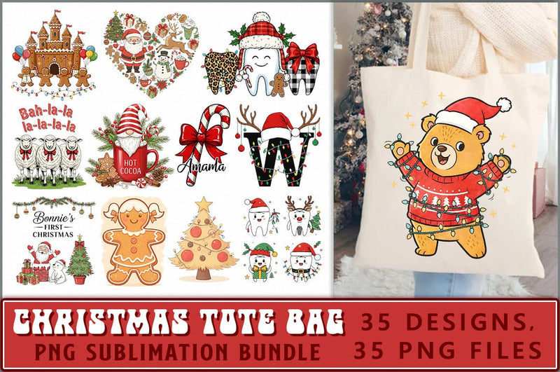 Christmas Tote Bag Bundle, PNG Bundle Sublimation Shetara Begum 