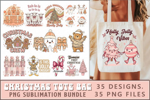 Christmas Tote Bag PNG Bundle Sublimation Shetara Begum 