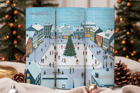 Christmas Town Square 20oz Tumbler Wrap Sublimation DesignSVG 