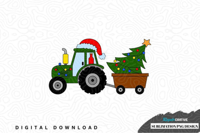 Christmas tractor with tree png design Sublimation Regulrcrative 
