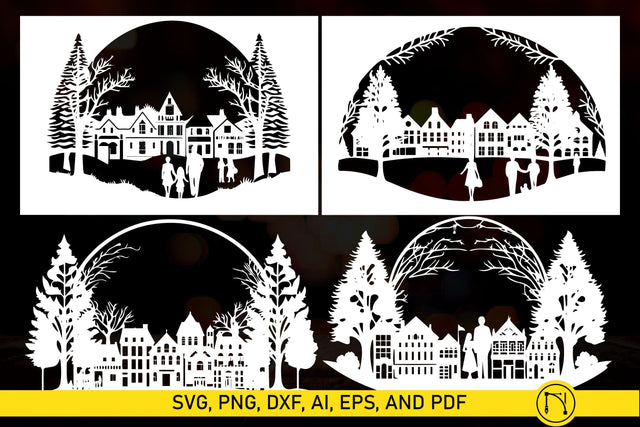 Christmas Traditional Town SVG Bundle SVG MD JOYNAL ABDIN 