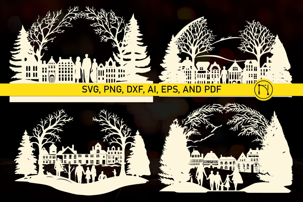 Christmas Traditional Town SVG Bundle - So Fontsy