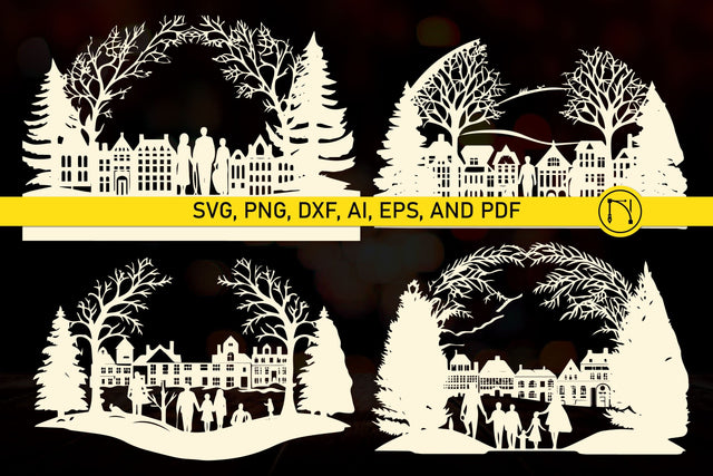 Christmas Traditional Town SVG Bundle SVG MD JOYNAL ABDIN 