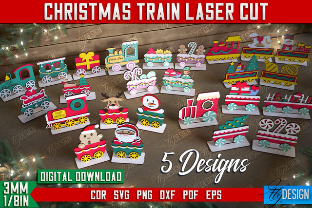 Christmas Train Bundle | Holiday | Santa’s Train | Christmas Decorations | Christmas Gift Idea | CNC Files SVG Fly Design 