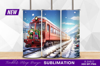 Christmas train carrying gifts through winter landscape Sublimation Regulrcrative 