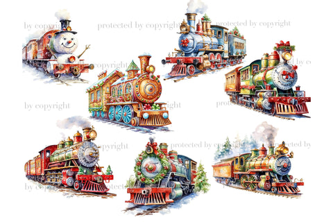 Christmas Train Clipart | Winter Clipart Bundle SVG GlamArtZhanna 