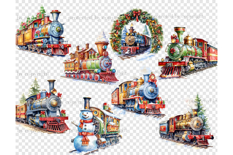 Christmas Train Clipart | Winter Clipart Bundle SVG GlamArtZhanna 