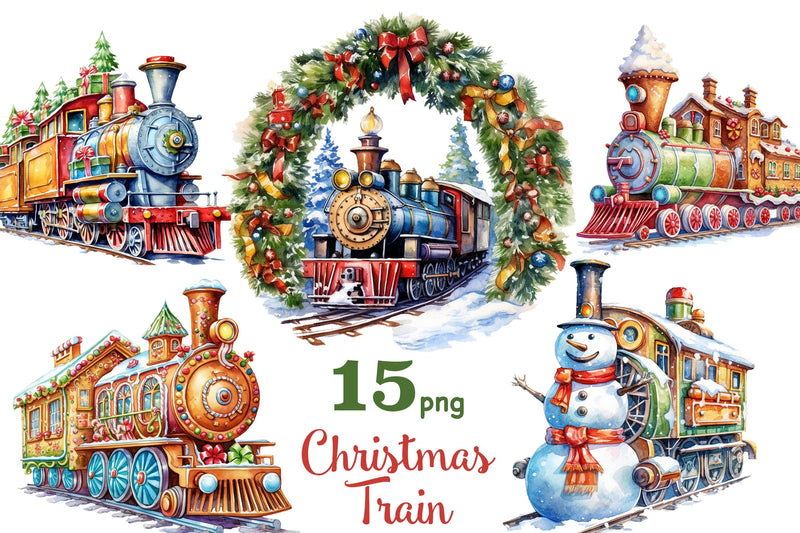 Christmas Train Clipart | Winter Clipart Bundle SVG GlamArtZhanna 