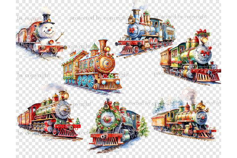 Christmas Train Clipart | Winter Clipart Bundle SVG GlamArtZhanna 
