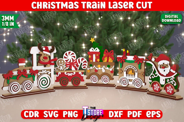 Christmas Train | Holiday | Santa’s Train | Christmas Decorations | Christmas Gift Idea | CNC File SVG The T Store Design 