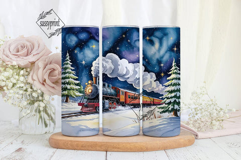 Christmas Train Tumbler Wrap Sublimation sassyprint 