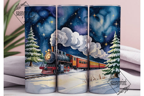 Christmas Train Tumbler Wrap Sublimation sassyprint 