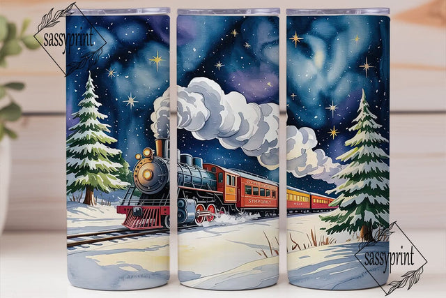 Christmas Train Tumbler Wrap Sublimation sassyprint 