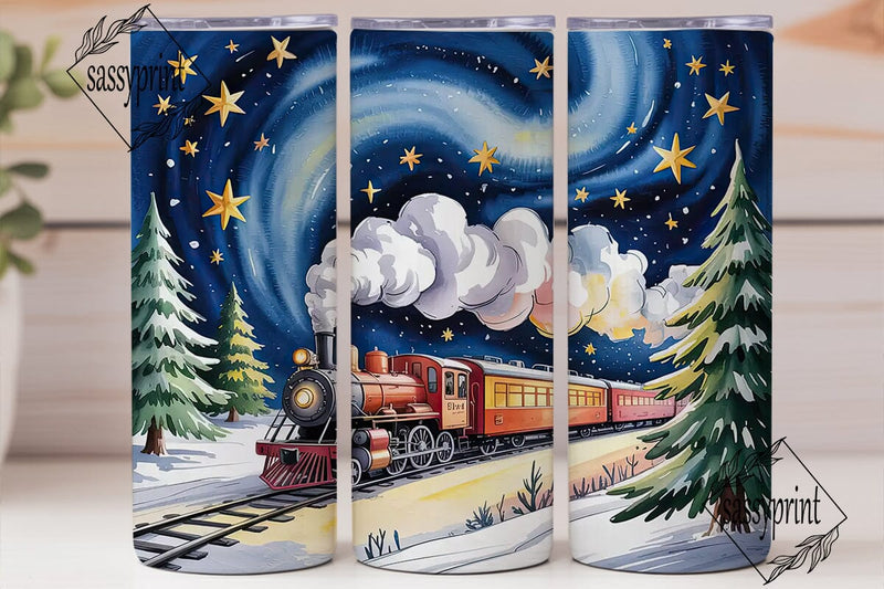 Christmas Train Tumbler Wrap Sublimation sassyprint 