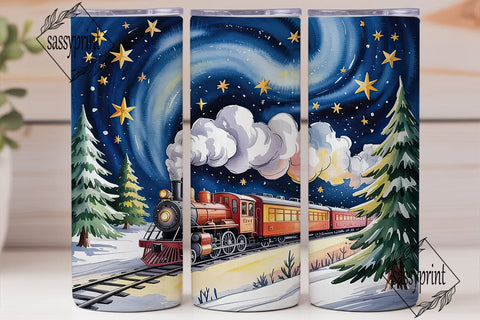 Christmas Train Tumbler Wrap Sublimation sassyprint 