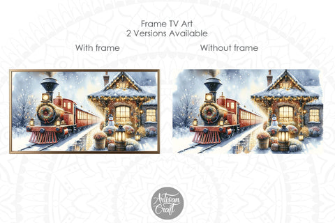 Christmas Train TV Art, Christmas Frame TV art, vintage train Digital Pattern Artisan Craft SVG 