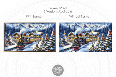Christmas Train TV Art, Christmas Frame TV art, vintage train Digital Pattern Artisan Craft SVG 