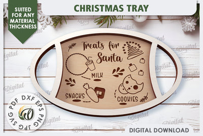 Christmas Tray Laser Cut Design. Wooden Serving Tray SVG SVG Evgenyia Guschina 