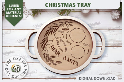 Christmas Tray Laser Cut Design. Wooden Serving Tray SVG SVG Evgenyia Guschina 