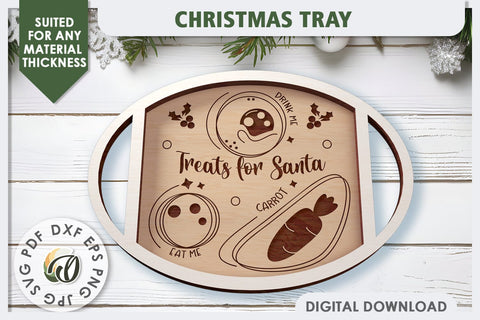 Christmas Tray Laser Cut Design. Wooden Serving Tray SVG SVG Evgenyia Guschina 