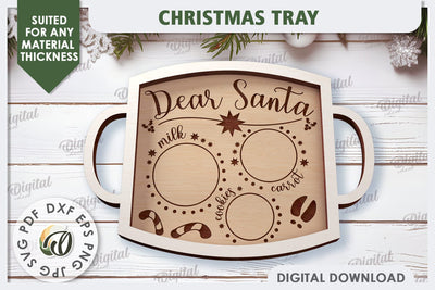 Christmas Tray Laser Cut Design. Wooden Serving Tray SVG SVG Evgenyia Guschina 