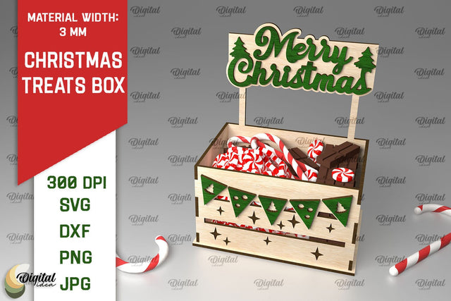 Christmas Treats Box Laser Cut. Christmas Favor Box SVG SVG Evgenyia Guschina 