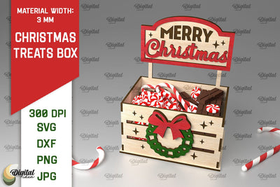 Christmas Treats Box Laser Cut. Christmas Favor Box SVG SVG Evgenyia Guschina 