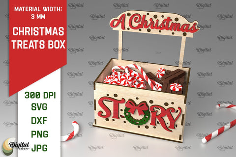 Christmas Treats Box Laser Cut. Christmas Favor Box SVG SVG Evgenyia Guschina 