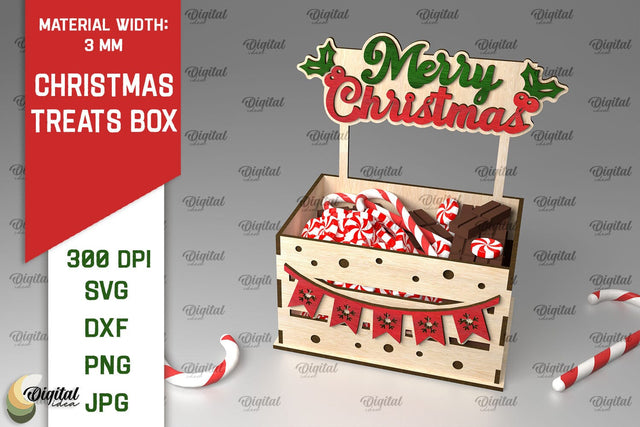 Christmas Treats Box Laser Cut. Christmas Favor Box SVG SVG Evgenyia Guschina 