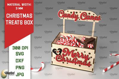 Christmas Treats Box Laser Cut. Christmas Favor Box SVG SVG Evgenyia Guschina 