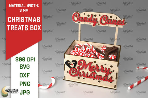 Christmas Treats Box Laser Cut. Christmas Favor Box SVG SVG Evgenyia Guschina 