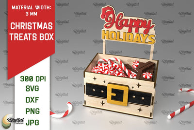 Christmas Treats Box Laser Cut. Christmas Favor Box SVG SVG Evgenyia Guschina 