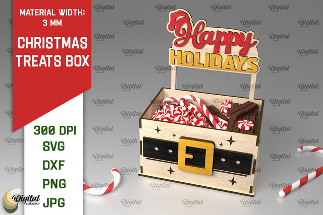 Christmas Treats Box Laser Cut. Christmas Favor Box SVG SVG Evgenyia Guschina 