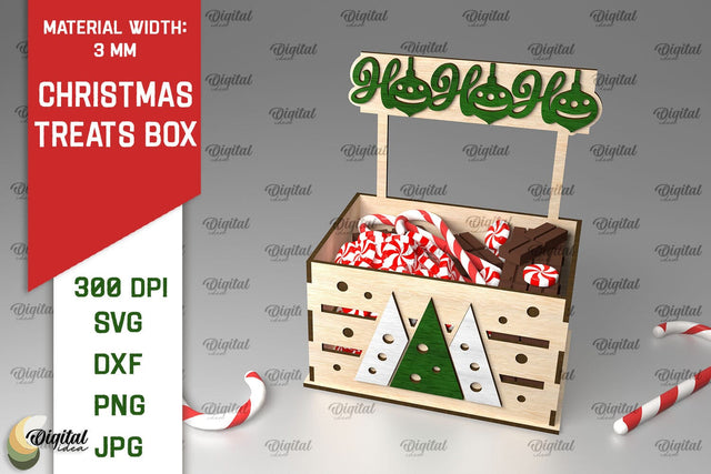 Christmas Treats Box Laser Cut. Christmas Favor Box SVG SVG Evgenyia Guschina 